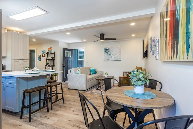 Seat Up to 8 Inside Via the Table and Barstools — Authentic 3BR Duplex, Wailuku