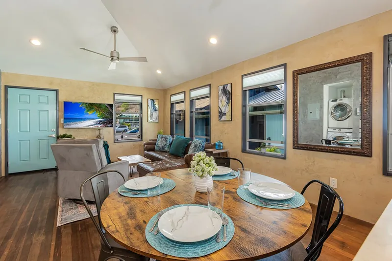 Dining table perfect for meals or even game night — Historic 2BR Condo, Wailuku